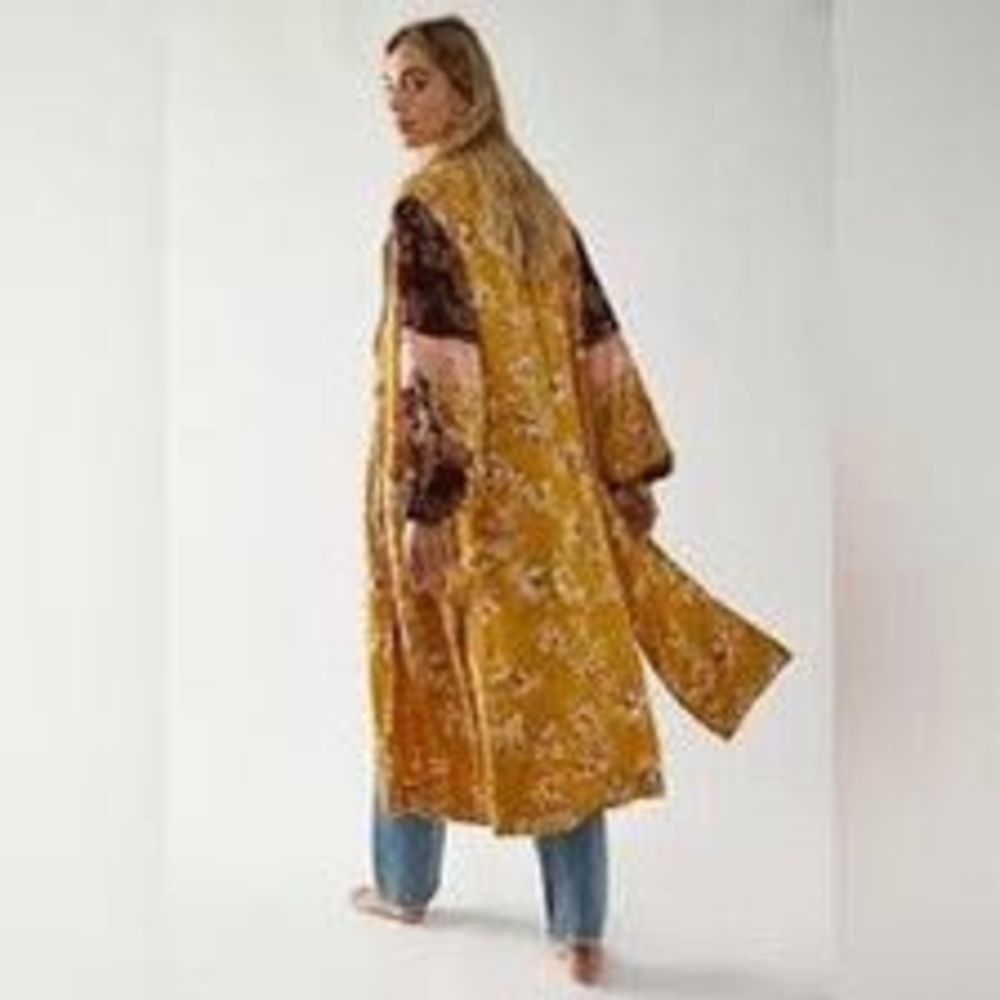 Sabrina Bohemian Duster Jacket Mustard Floral - Picture 2 of 9